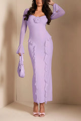 Rosette Ruffle Maxi Dress by ALE AVENA – full length view