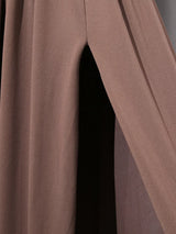 Mocha Brown Asymmetric Draped Maxi Dress by ALE AVENA – fabric detail