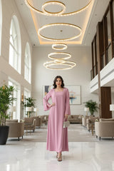 Square Neck Long Sleeve Maxi Dress in dusty pink by ALE AVENA – side view