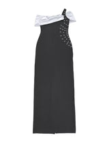 One-Shoulder Rhinestone Butterfly Maxi Dress by ALE AVENA – size chart