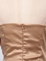 Champagne Halter Ruched Maxi Dress by ALE AVENA – lining detail
