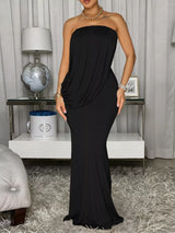 Draped Asymmetric Maxi Dress by ALE AVENA – fabric detail