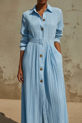 Textured Button-Down Maxi Dress by ALE AVENA – textured fabric detail