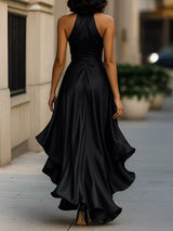 Ruffled Halter Neck Belted Maxi Dress by ALE AVENA – size chart