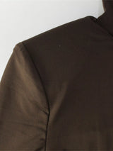 Turtleneck Tie-Waist Long Sleeve Maxi Dress in burgundy by ALE AVENA – front view