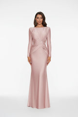 Twisted Long Sleeve Maxi Dress in pink by ALE AVENA – front view