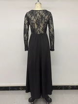 Sheer Sleeve Lace Maxi Dress by ALE AVENA – full length view