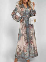 Floral Print Puff Sleeve Belted Maxi Dress by ALE AVENA – puff sleeve detail
