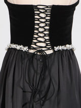 Rhinestone Lace-Up Back Tube Maxi Dress by ALE AVENA – corseted back