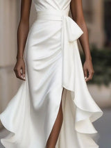 Ruffled Halter Neck Belted Maxi Dress by ALE AVENA – ruffle detail