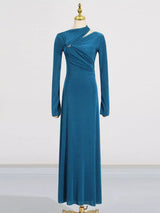 Teal Cutout Ruched Long Sleeve Maxi Dress by ALE AVENA – size chart