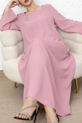 Square Neck Long Sleeve Maxi Dress by ALE AVENA – square neckline detail