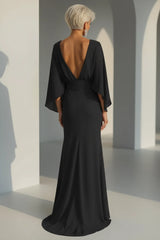 Batwing Sleeve Ruched Maxi Dress with Pockets by ALE AVENA – back view