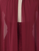 Deep Red Ruched Halter Maxi Dress with Cape Overlay by ALE AVENA – size chart