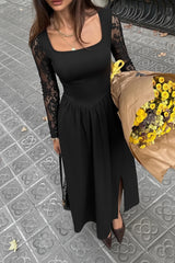 Sheer Sleeve Lace Maxi Dress by ALE AVENA – sheer lace sleeve detail