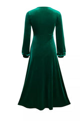 Emerald Green Velvet Maxi Dress by ALE AVENA – side view