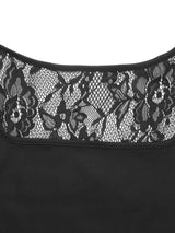 Sheer Sleeve Lace Maxi Dress by ALE AVENA – hemline detail