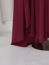 Deep Red Ruched Halter Maxi Dress with Cape Overlay by ALE AVENA – care instructions