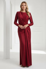 Twisted Long Sleeve Maxi Dress in blue by ALE AVENA – side view