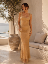 Golden Hour Textured Maxi Dress by ALE AVENA – model wearing