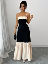 Two-Tone Spaghetti Strap Maxi Dress by ALE AVENA – side view