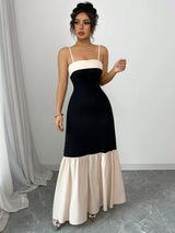 Two-Tone Spaghetti Strap Maxi Dress by ALE AVENA – full length view