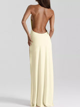 Split Backless Halter Neck Maxi Dress by ALE AVENA – styled look