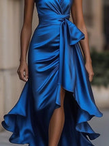 Ruffled Halter Neck Belted Maxi Dress by ALE AVENA – halter neckline
