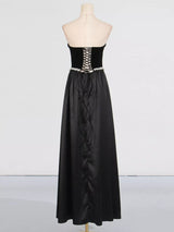 Rhinestone Lace-Up Back Tube Maxi Dress by ALE AVENA – side view