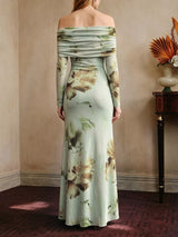 Floral Print Off-Shoulder Maxi Dress by ALE AVENA – watercolour floral print detail