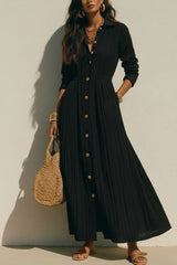Textured Button-Down Maxi Dress in pink by ALE AVENA – front view