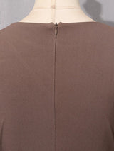 Mocha Brown Asymmetric Draped Maxi Dress by ALE AVENA – hemline detail