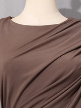 Mocha Brown Asymmetric Draped Maxi Dress by ALE AVENA – draping detail