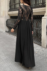 Sheer Sleeve Lace Maxi Dress by ALE AVENA – lace detail