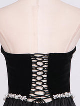 Rhinestone Lace-Up Back Tube Maxi Dress by ALE AVENA – full length view