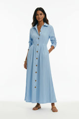 Textured Button-Down Maxi Dress by ALE AVENA – button placket detail