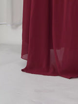 Deep Red Ruched Halter Maxi Dress with Cape Overlay by ALE AVENA – gown silhouette